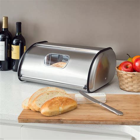 home basics bread box steel|Home Basics Stainless Steel Bread Box, Kitchen Storage and .